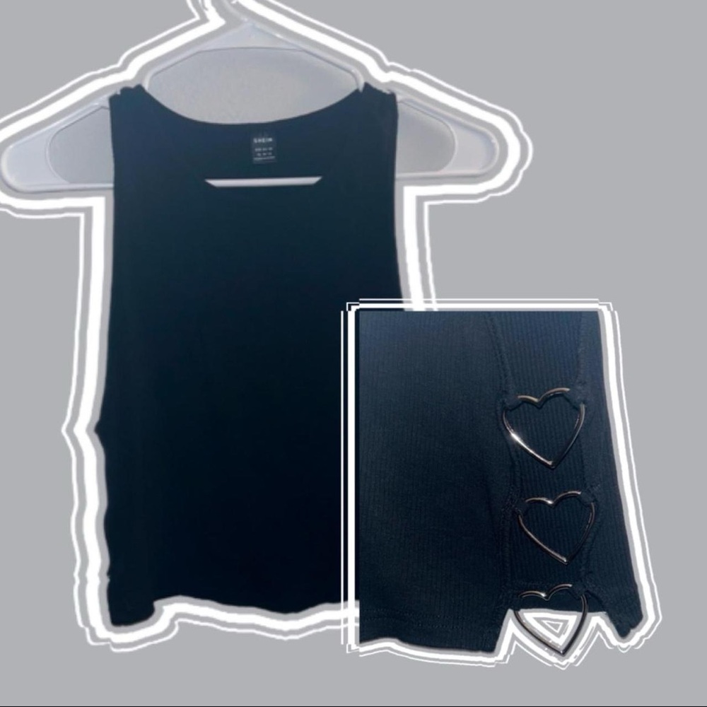 Black Tank with Heart Details